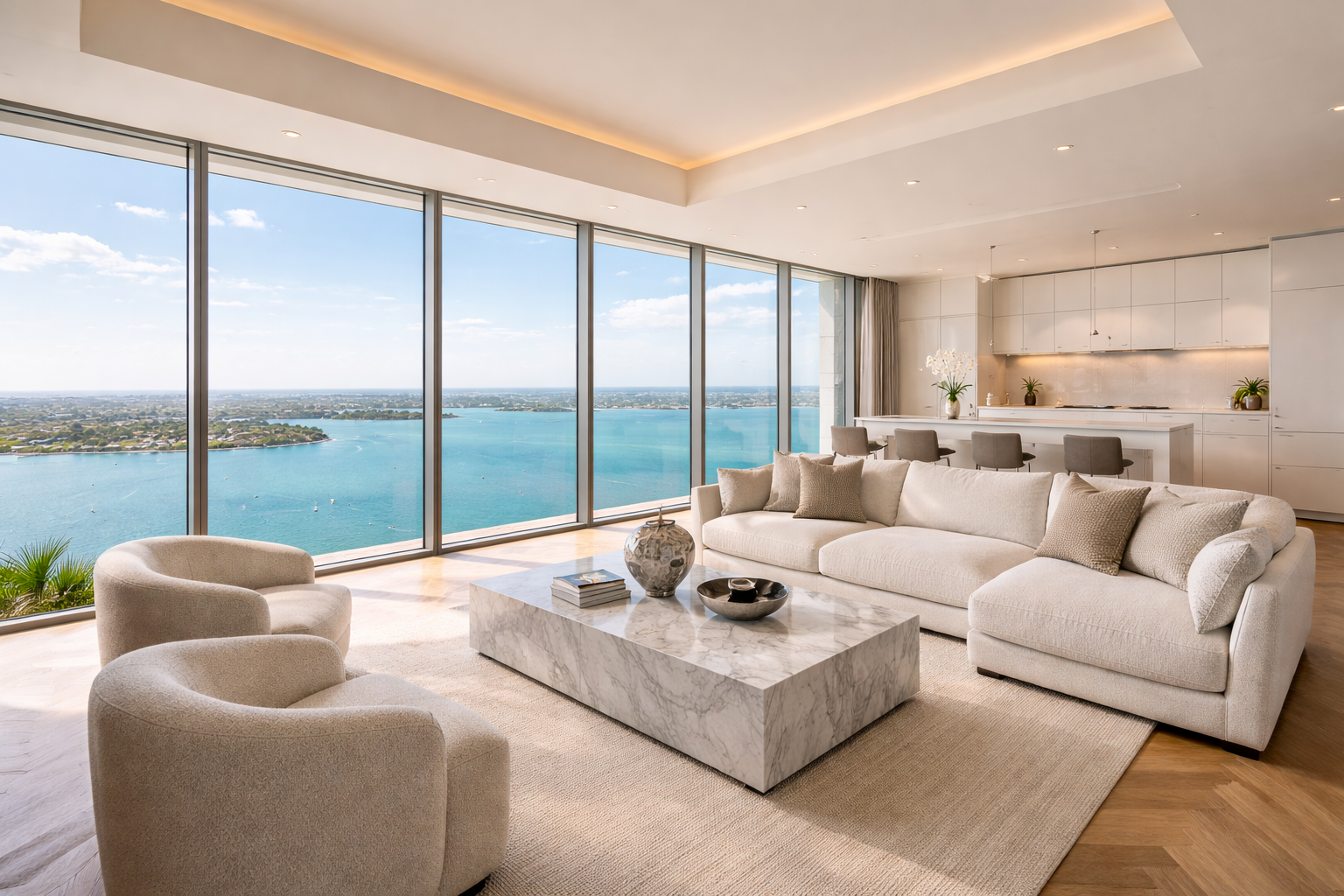 Brickell Miami FL luxury condo interior living room — Brickell real estate