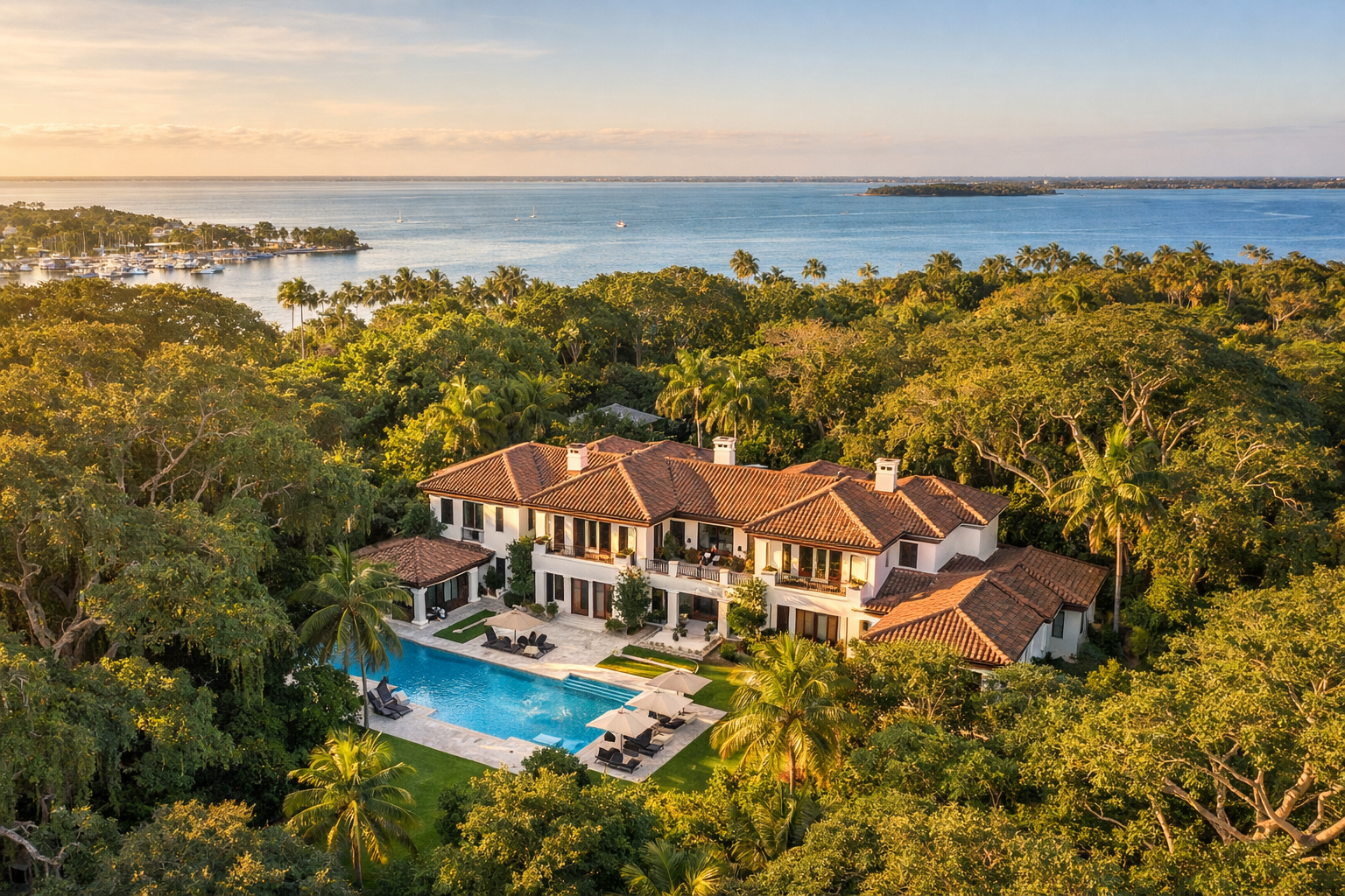 Coconut Grove FL luxury estate home aerial — Coconut Grove real estate agent Kevin Arango
