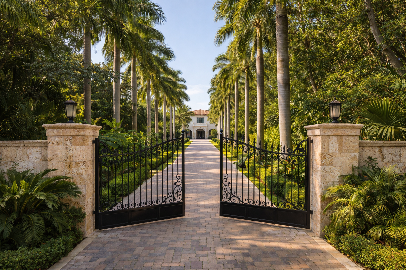 Coconut Grove FL luxury home entrance gate
