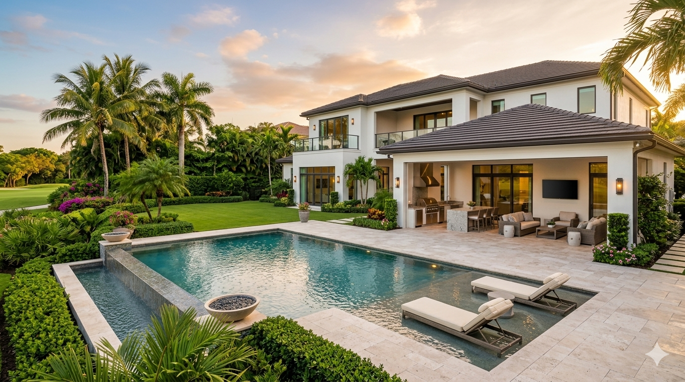 Doral FL estate home pool backyard