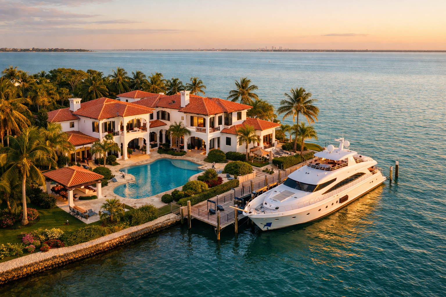 Key Biscayne FL luxury waterfront home aerial — Key Biscayne real estate agent Kevin Arango