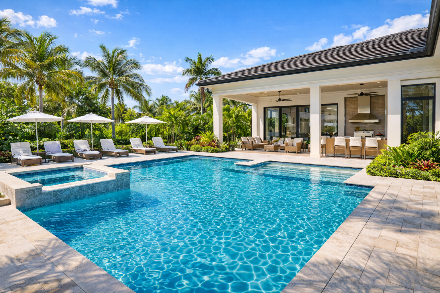 Palmetto Bay FL luxury pool home backyard tropical