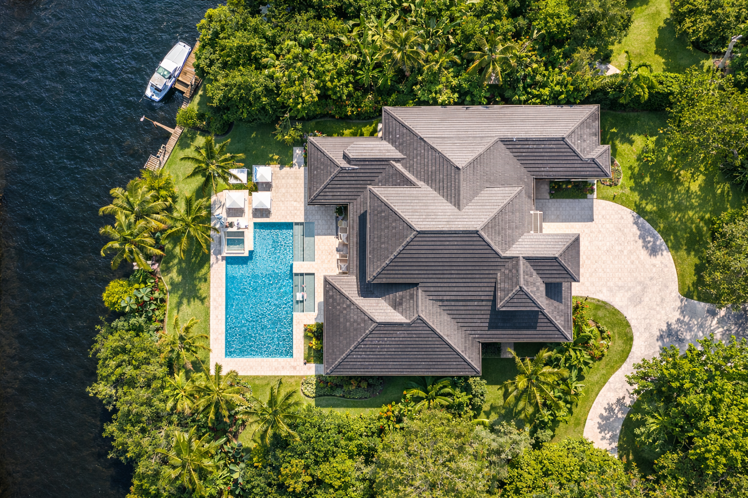 Palmetto Bay real estate guide — luxury home drone aerial photo
