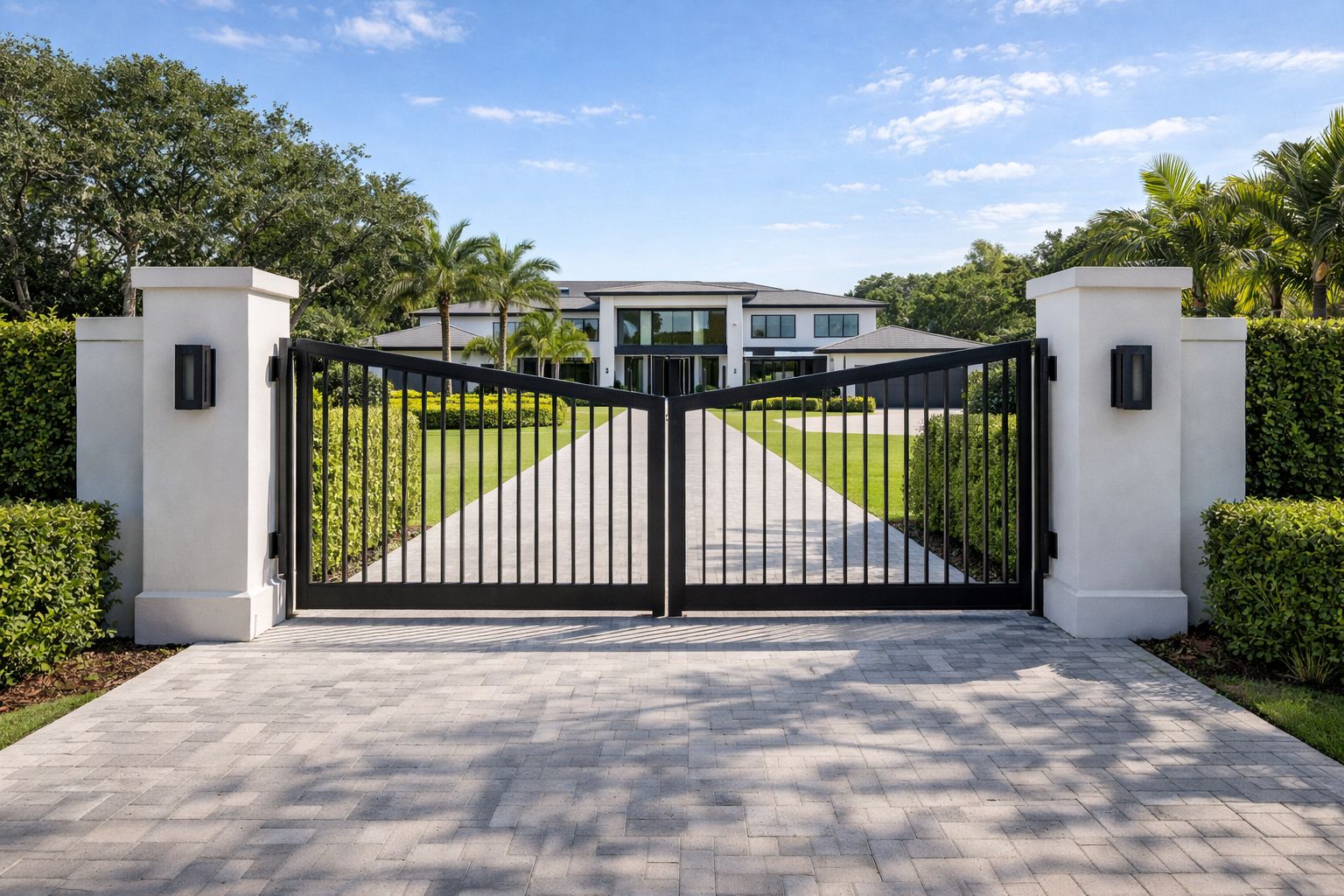 Pinecrest FL luxury home entrance gate