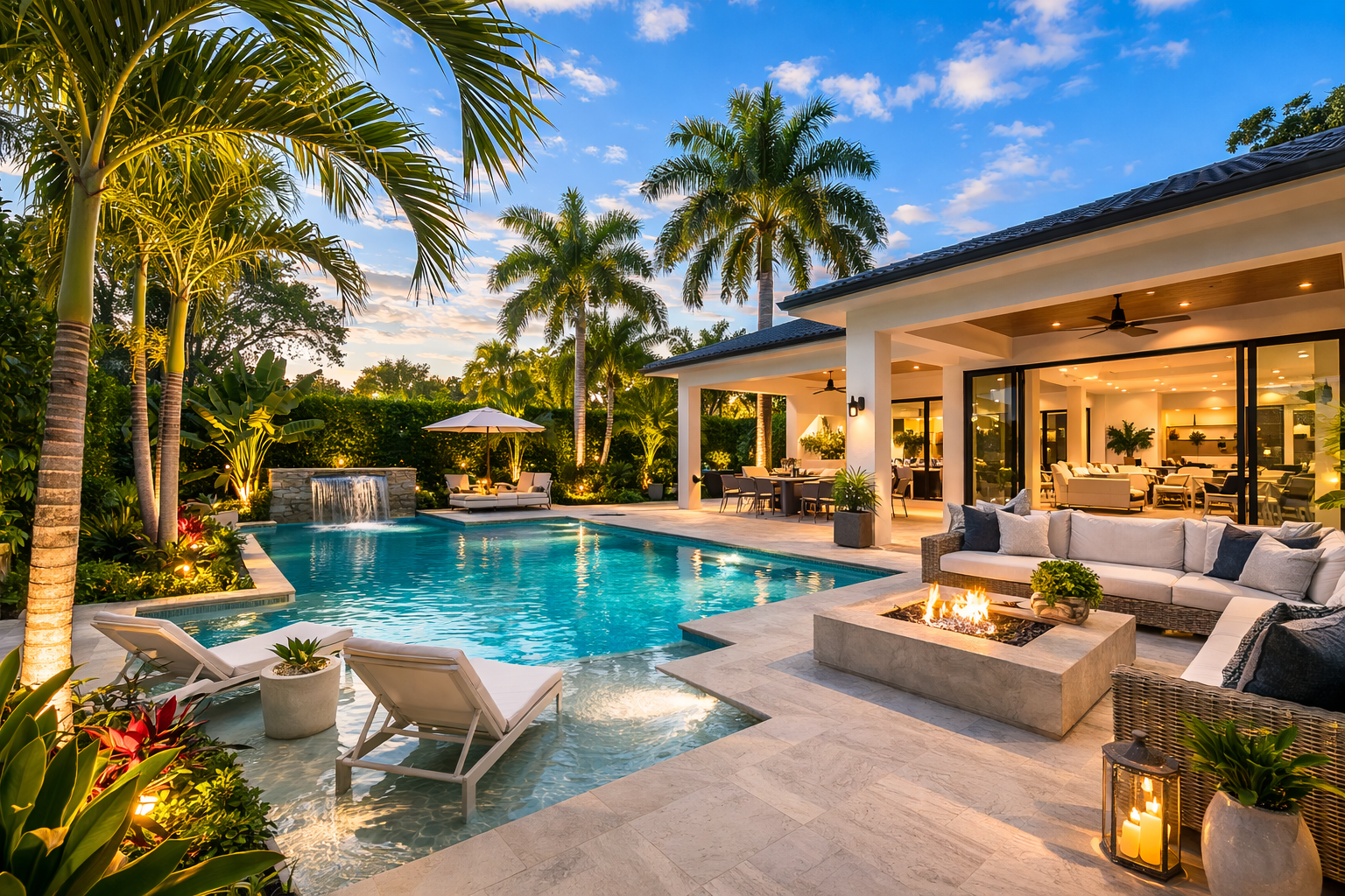 Pinecrest FL luxury home with large lot and tropical landscaping