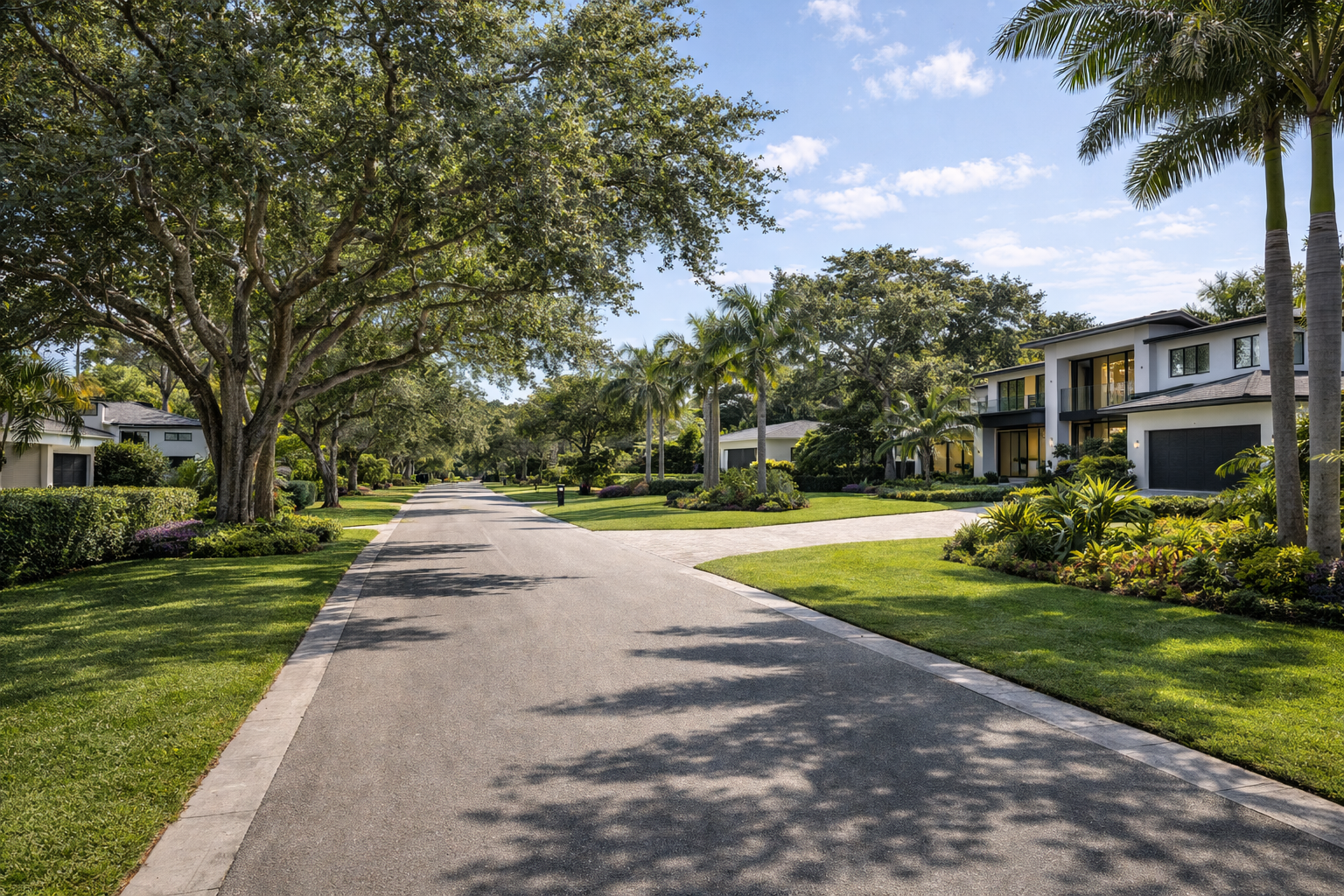 Pinecrest FL luxury neighborhood street