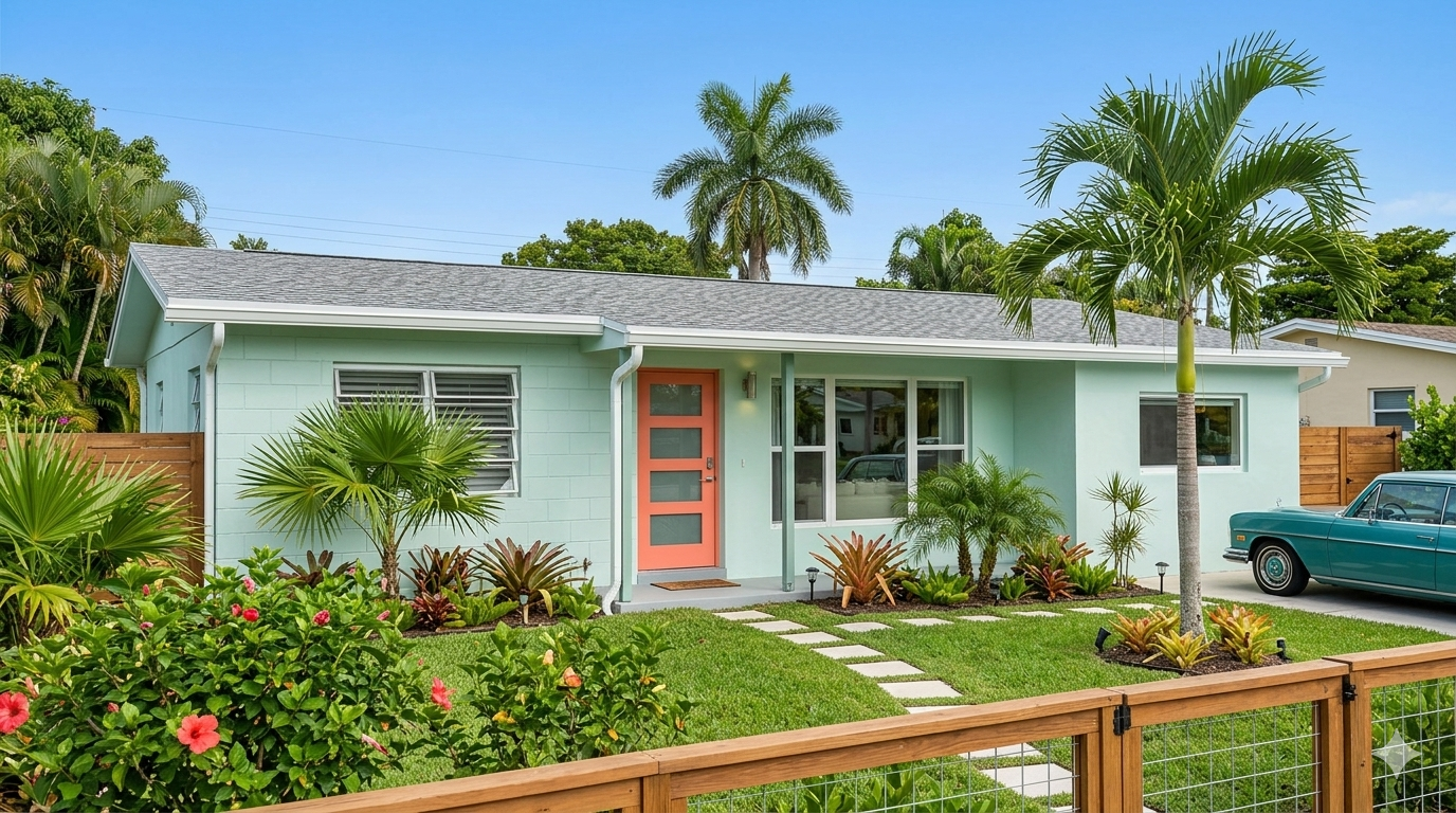 South Miami FL bungalow renovation exterior
