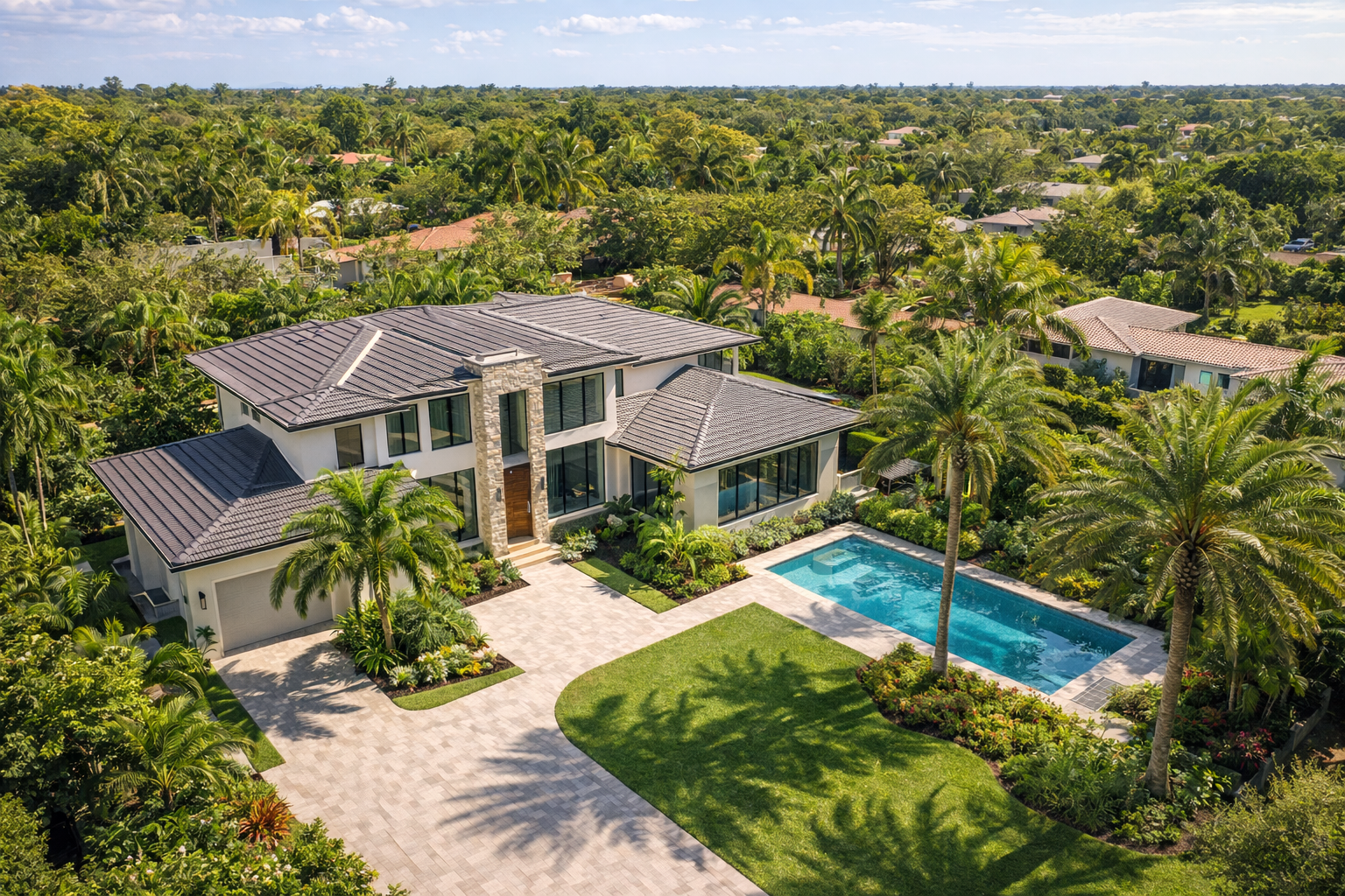 South Miami FL luxury home drone aerial listing photo