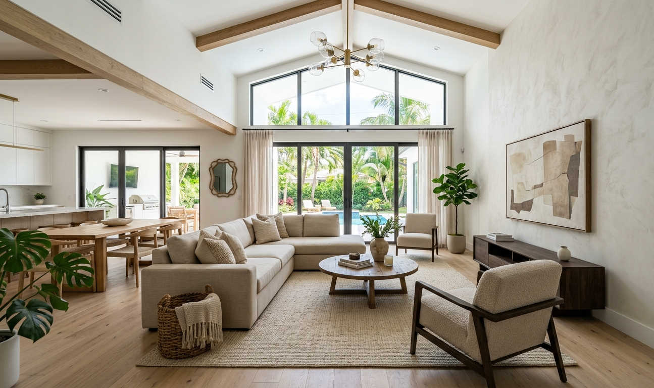 South Miami FL luxury home interior living room