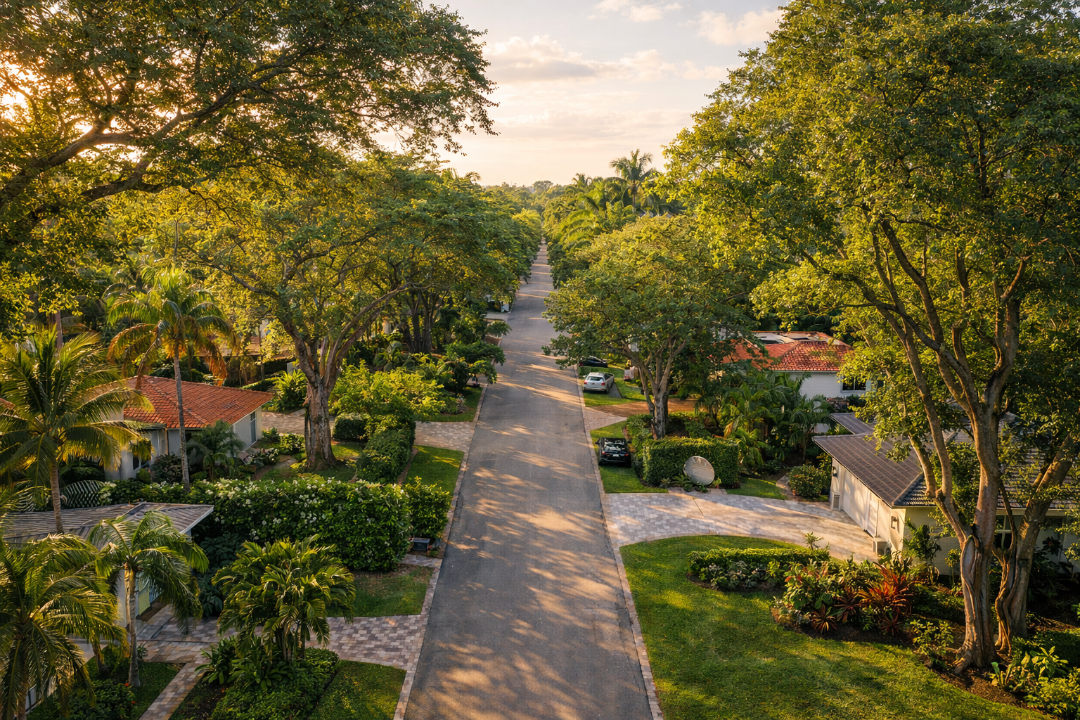 South Miami FL neighborhood aerial street view