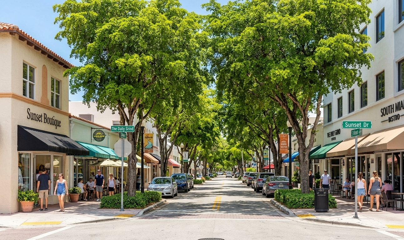South Miami FL Sunset Drive downtown street