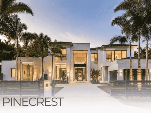 Pinecrest real estate guide: luxury modern home at dusk